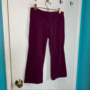 Athleta fuchsia crop flare slit high waisted